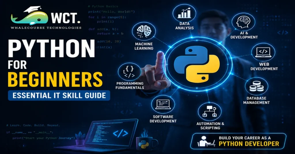 Beginner learning python programming on a laptop while building coding and software development skills
