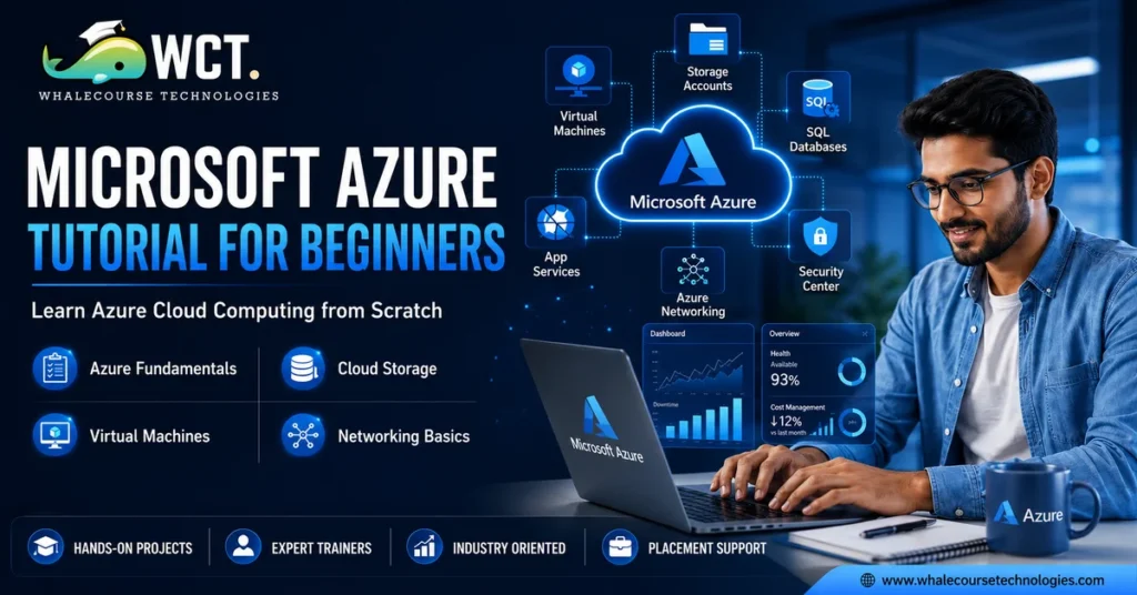 Beginner learning microsoft azure cloud services, virtual machines, and deployment basics on a computer