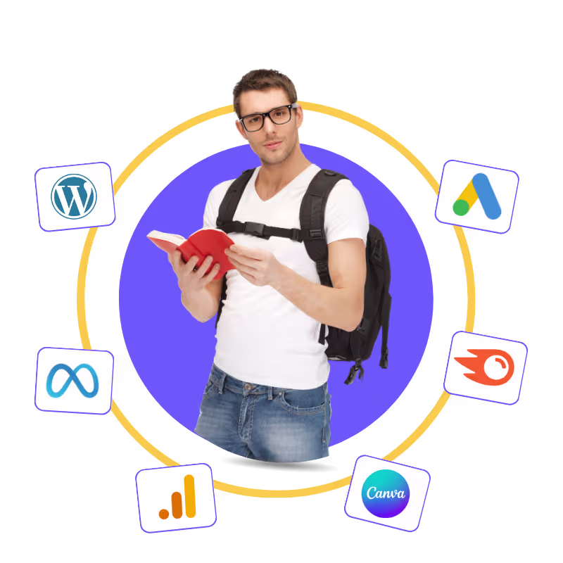 digital marketing classes covering seo, social media, google ads, and content marketing skills