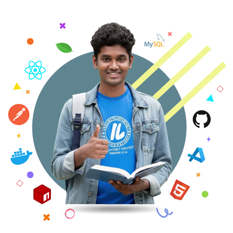full stack development institute curriculum showing what you'll learn in frontend, backend, and database development