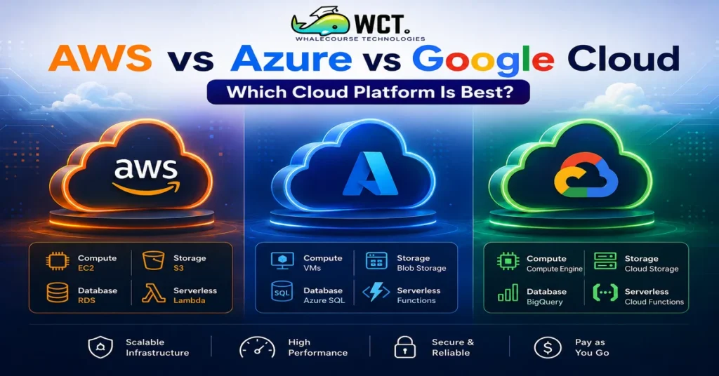 Comparison of aws vs azure vs google cloud highlighting features, pricing, strengths, and cloud computing services