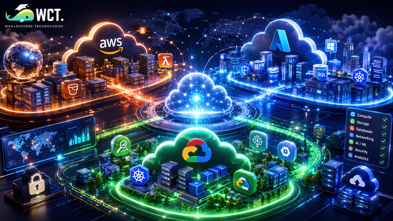 Comparison of AWS, azure, and google cloud platforms highlighting features, benefits, and cloud service differences