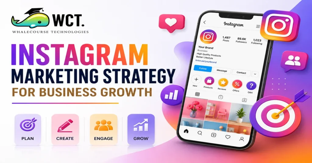 Business using an Instagram marketing strategy to grow brand awareness, engage followers, and convert customers