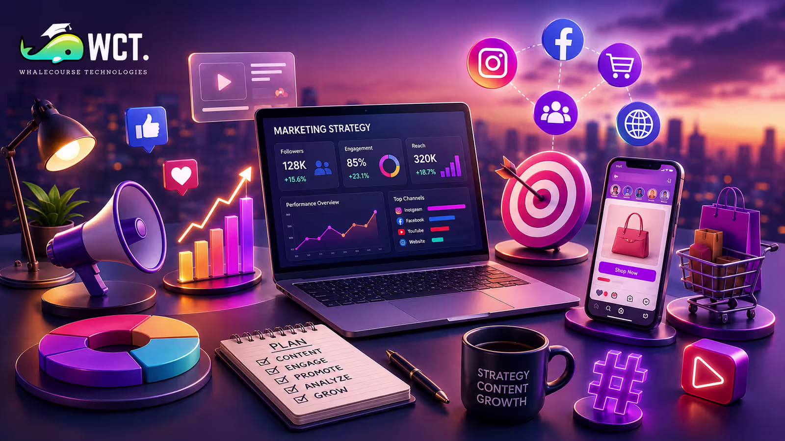 Instagram marketing strategy for business growth with content planning, audience engagement, and campaign optimization