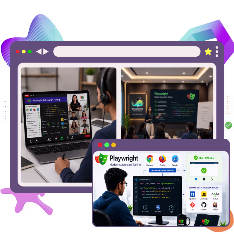 About the playwright automation testing course covering modern web testing, automation skills, and real-world projects