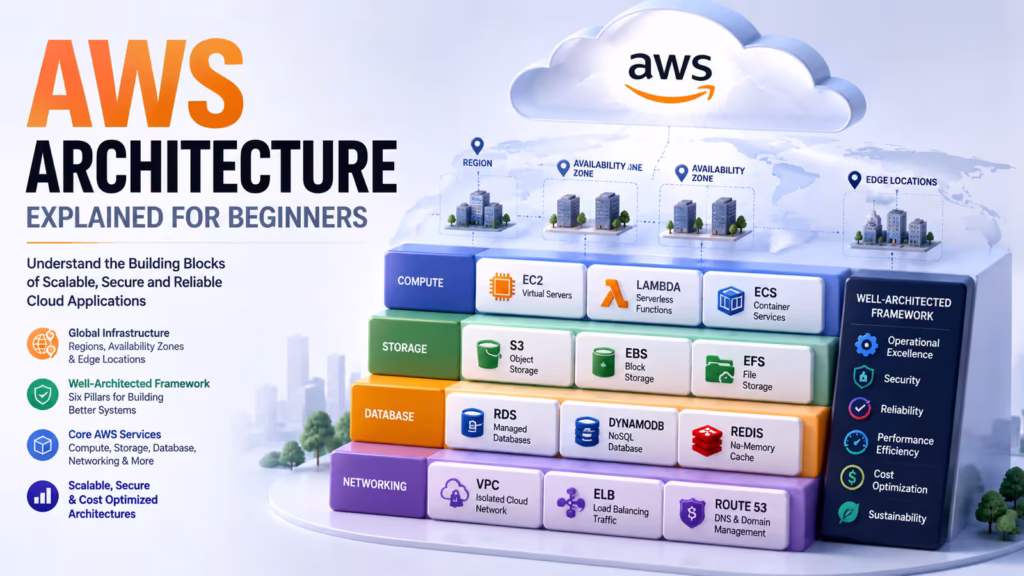 aws architecture concepts explained for beginners with cloud services and infrastructure components